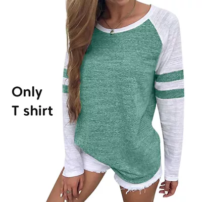 Buy For Women Casual Splice Stripe Long Sleeve Crew Neck Fashion T Shirt Comfortable • 11.40£