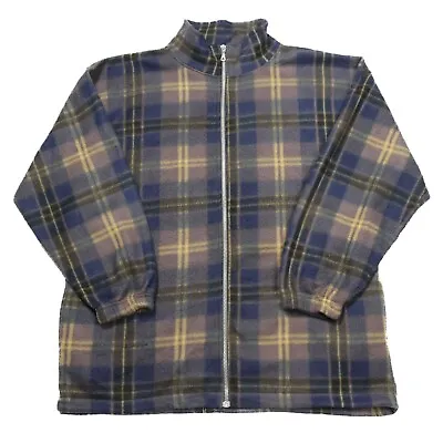 Buy Vintage Plaid Fleece Jacket | XL | Retro Pattern Check 90s Festival Flannel • 16.79£