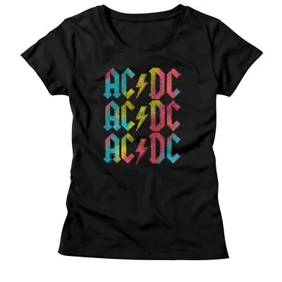 Buy Ladies AC/DC Logo Rainbow Black Rock And Roll Music Band T-Shirt • 25.04£