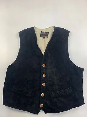 Buy Bomb Boogie Black Leather Suede Waistcoat XL • 40.90£