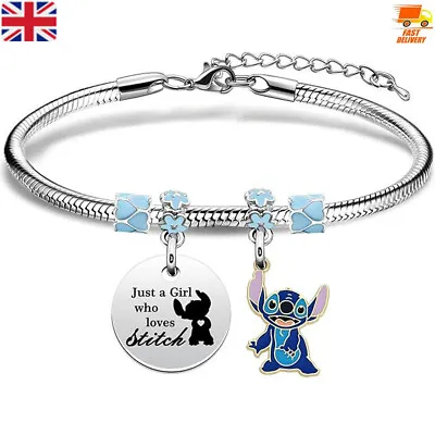 Buy Girls Stitch Charm Bracelet Womens Lilo And Stitch Silver Cute Jewellery Gift UK • 6.99£