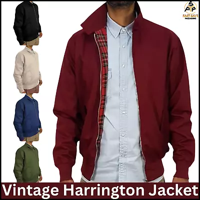 Buy Urban Road Men's Vintage Harrington Biker Bomber Classic Jacket Tartan Lined UK • 25.49£