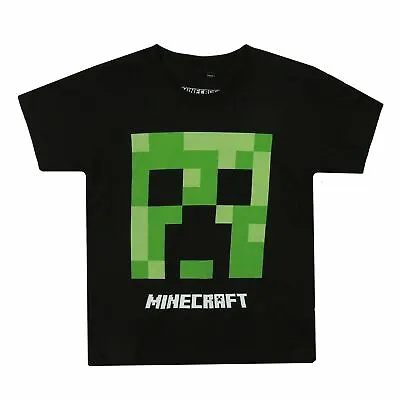 Buy Minecraft Boys T-shirt Creeper Face Black 3-8 Years Official • 7.99£