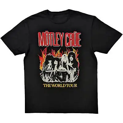 Buy Motley Crue T-Shirt World Tour Flames Band Official Black New • 15.95£