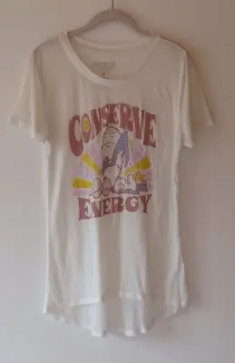 Buy Peanuts Linus Snoopy Woodstock Conserve Energy Slub Knit T-Shirt Tee Ivory M • 19.28£