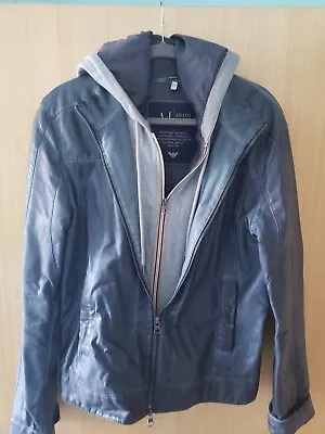 Buy ARMANI JEANS Gents Grey/petrol Blue Jacket With Faux Integrated Hoodie Look. • 0.99£