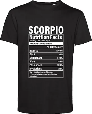 Buy Scorpio Nutrition Facts T Shirt Passionate Mysterious Astrological Sign Gift Top • 11.99£