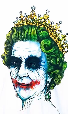 Buy Punky Queen Tshirt Royalty Joker Crown Green Hair Vintage Anarchy Cartoon Comic • 6.99£