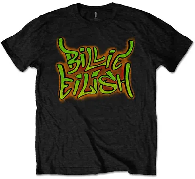 Buy Billie Eilish Airbrush Flames Black T-Shirt OFFICIAL • 15.19£