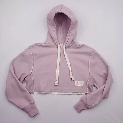 Buy Champion Hoodie Womens Small Pink Crop Reverse Weave Pullover Distressed Heavy • 38£