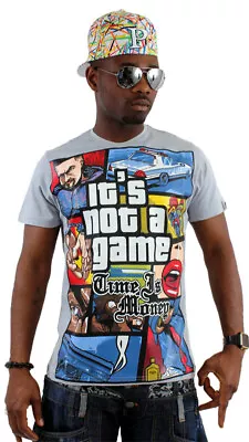 Buy Time Is Money Men's Grey Designer Cotton Game On T-Shirts, New Hip Hop Era • 19.99£