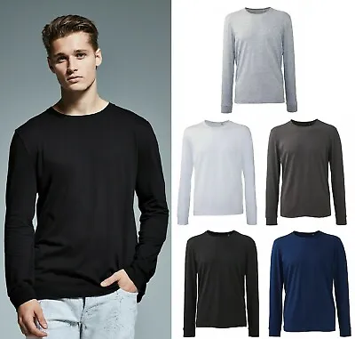 Buy Full Sleeve Long Round Neck 100% Cotton Casual Tee Shirt Mens Anthem Top(XS-6XL) • 13.99£