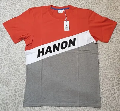 Buy Hanon Cut N Sewn Tee T Shirt Size UK XXL Brick Red White Grey • 19.99£