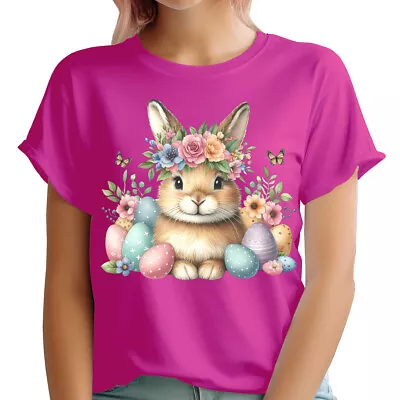 Buy Easter Cute Floral Bunny Eggs Flowers Rabbit Gift Funny Womens T-Shirts #AUJ6 • 9.99£