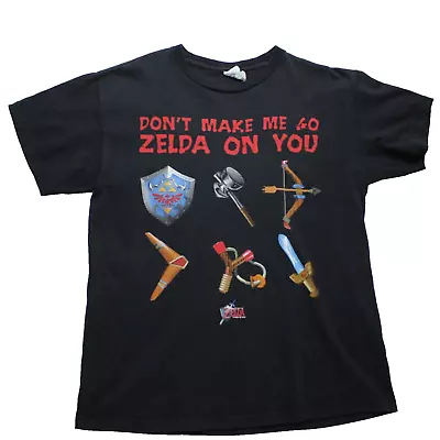 Buy Vintage Zelda T Shirt Medium Black Videogame 90s Legend Don't Make Me Go Zelda • 19.99£