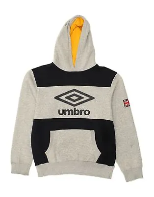 Buy UMBRO Mens Graphic Hoodie Jumper Large Grey Colourblock Cotton AN07 • 22.77£