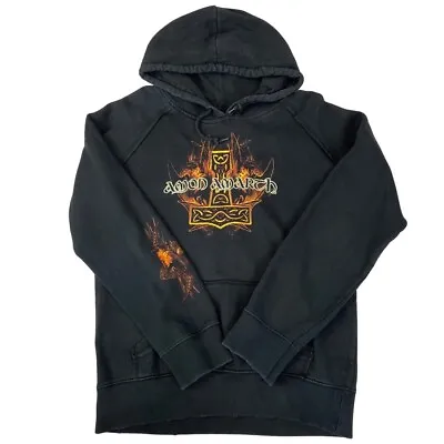 Buy 2000s Black Amon Amarth With Oden On My Side Triple Sided Print Hoodie Large • 50£