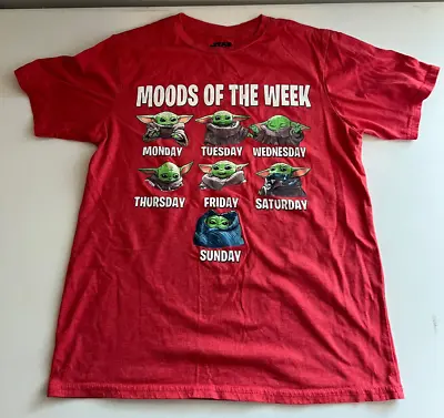 Buy Star Wars Grogu Baby Yoda Moods Of The Week Red T-Shirt - Boys Size XXL (18) • 3.03£