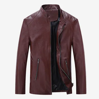 Buy Men's Autumn Coat Pu Leather Jacket Slim Thin Motorcycle Jackets Casual Outwear • 37.56£