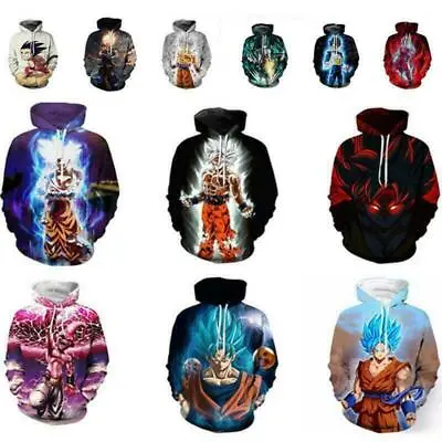 Buy Men Anime Coat Z Hooded Goku 3D Print Fashion Hoodie Sweater Pullover Top • 19.10£