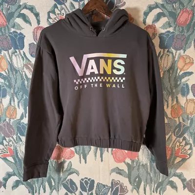 Buy Vans Off The Wall Grey Pullover Hoodie Cropped Good Condition Womens Medium • 16.37£