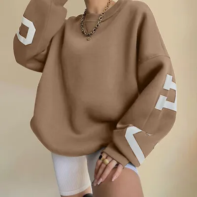 Buy Womens Long Sleeve Sweatshirt Tops Winter Oversized Baggy Hippie Jumper Pullover • 18.19£