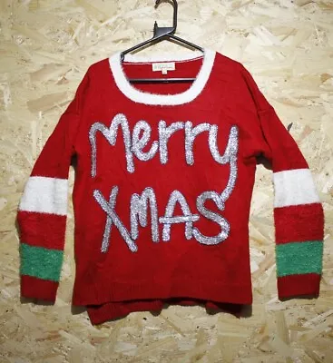 Buy Womans Merry Christmas Sequins Ugly Jumper Large Festive Red Vintage Spell Out • 12.50£