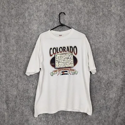 Buy Vintage Colorado Shirt Mens XL Centennial State Map Anvil Tag 90s White Cotton • 24.99£