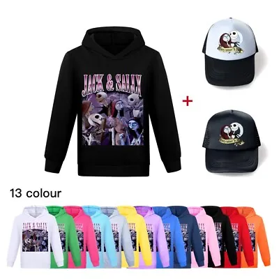 Buy Kids The Nightmare Before Christmas Hoodie Pullover Sweatshirt Jumper +Cap Tops • 12.99£