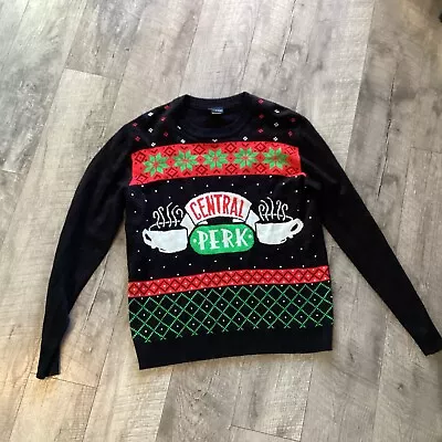 Buy Friends Central Perk Black Ugly Christmas Sweater Women’s Size L Coffee Pullover • 21.48£