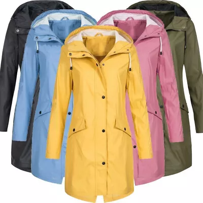 Buy Womens Waterproof Raincoat Ladies Outdoor Hiking Wind Rain Forest Jacket Coat • 15.29£