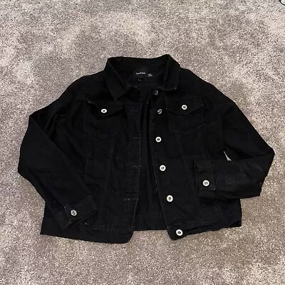Buy Ladies Size 12 BOOHOO Black Denim Jacket • 6.99£