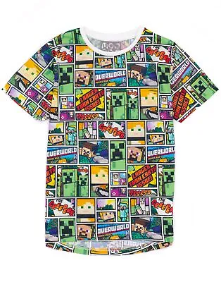 Buy Minecraft T Shirt Overworld Steve Creeper Boy's Kids Short Sleeve Shirt Top • 11.95£
