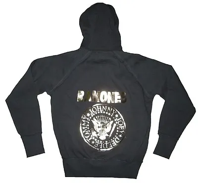 Buy Vip Amplified Vintage Ramones Logo Hey Ho Let's Go Hooded Sweater Zip Hoodie XL • 58.86£