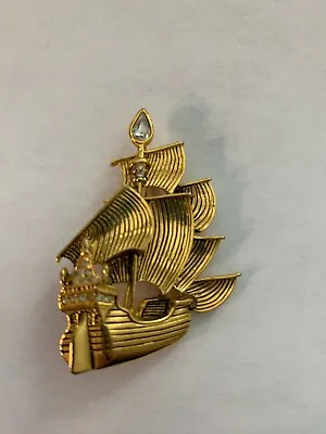 Buy Disney Napier Peter Pan Captain Hook's Pirate Ship Jeweled Jewelry Brooch Pin • 32.86£