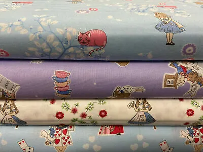 Buy V & A 'Alice In Wonderland' Cotton Fabric By 1/4 Metre* Mad Hatter Cheshire Cat • 3£