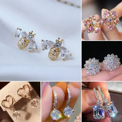 Buy Fashion Cubic Zirconia Crystal Earrings Stud Drop Dangle Women Party Jewelry New • 2.51£