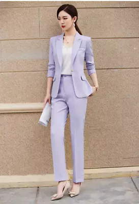 Buy Women One Button Business Workwear Formal Suit Blazer Coat Jacket 2 Piece Set • 58.91£