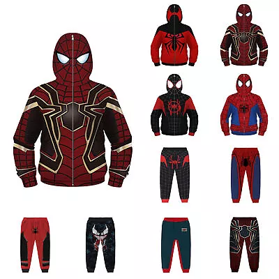 Buy Child Spider Man Hoodies Cartoon Print Masked Coat Pullover Zip Hooded Tops • 16.41£