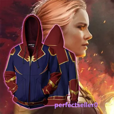 Buy Captain Marvel Hoodies Coat 3D Sweatshirt Pullover Zip Avengers:Endgame Unisex • 33.58£