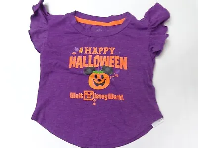 Buy Walt Disney World Parks Girls Halloween Tee Shirt Purple Mickey Pumpkin XXS 2021 • 8.15£