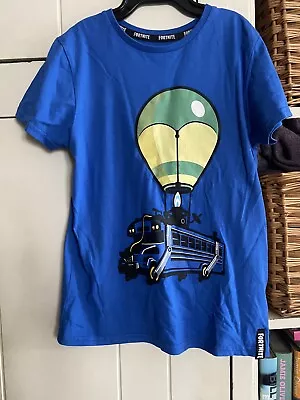 Buy Fortnite Boys Short Sleeve Blue Battle Bus Gamer T-Shirt Shirt Size S • 9£