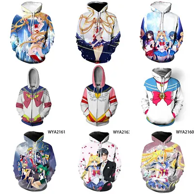 Buy Sailor Moon 3D Hoodies Cosplay Sailor Mercury Mars Sweatshirts Coats Costumes • 15.60£