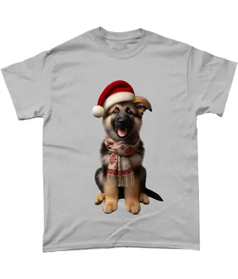 Buy Christmas Dog German Shepherd, Unisex Cotton T-shirt. • 14.50£