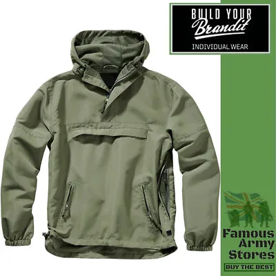 Buy Brandit Summer Windbreaker Lightweight Military Tactical Hooded Jacket Olive • 42.50£