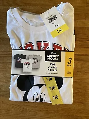 Buy 3pk Mickey Mouse T Shirt Age 7/8 • 8.99£