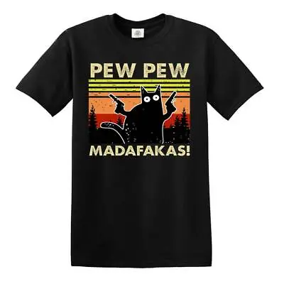 Buy PEW PEW MADAFAKAS Funny Cat T-Shirt Cats Retro Kitten Gift For Men • 11.95£