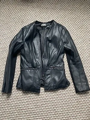Buy Ladies Oasis Black Leather Look Jacket XS • 14.99£