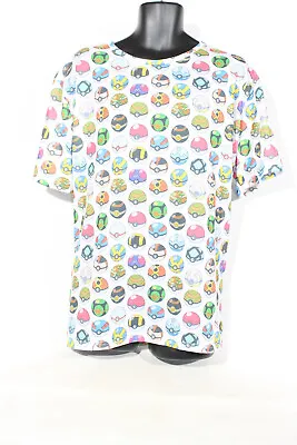 Buy Pokemon Ball T-Shirt 2XL XXL 2017 Short Sleeve Graphic Print Mens • 14.99£