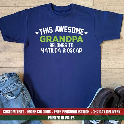 Buy This Awesome Grandpa Belongs To Names T Shirt Dad Birthday Christmas Gift Top • 13.99£